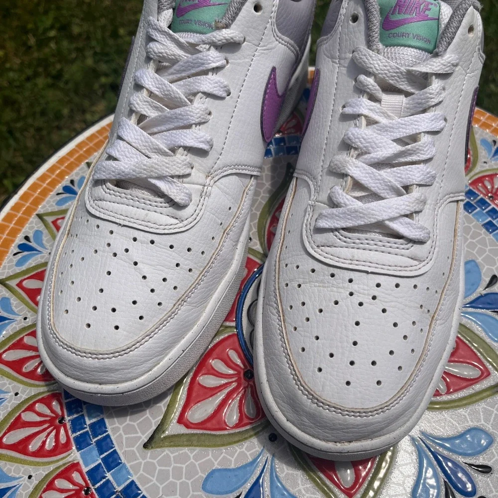 Nike Court Vision Low Next Nature Women 11 White Purple Sneakers FN7141-100 RARE